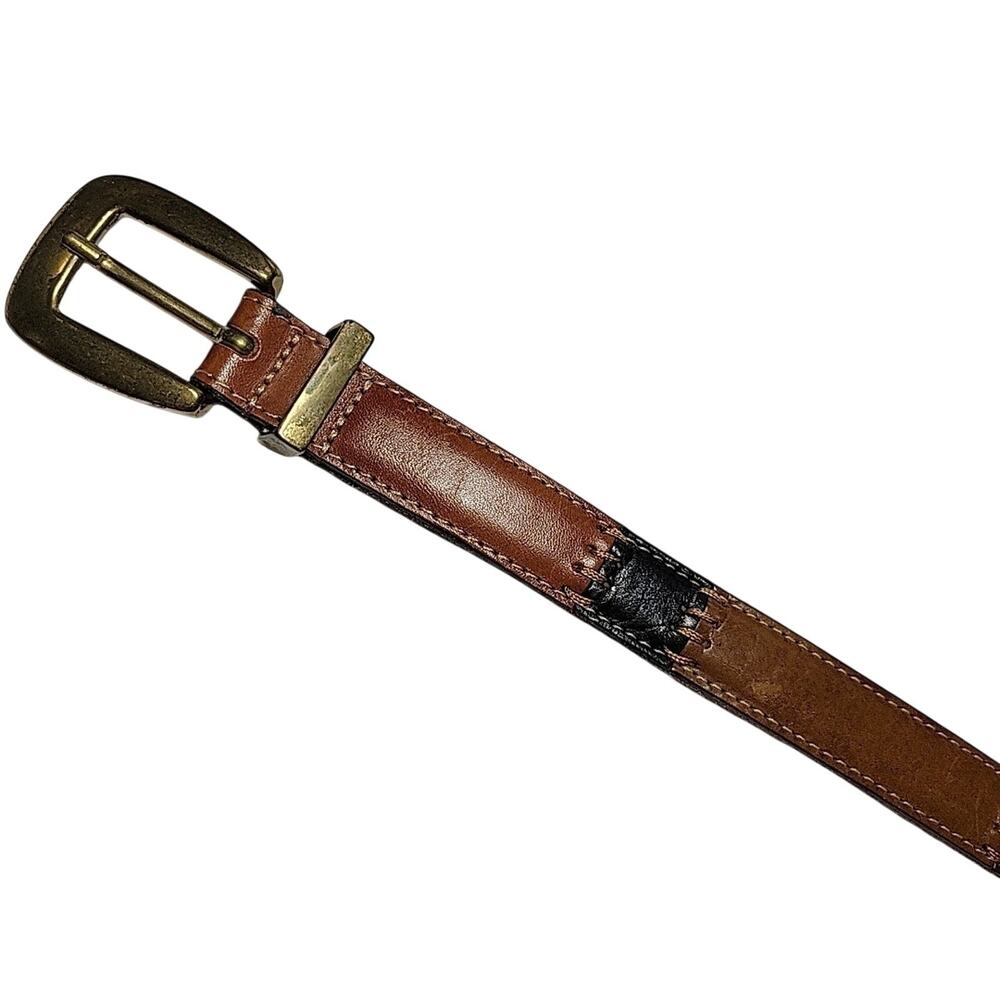 Y2K Fossil Patchwork Skinny Leather Belt Womens Meduim Multicolor 90s